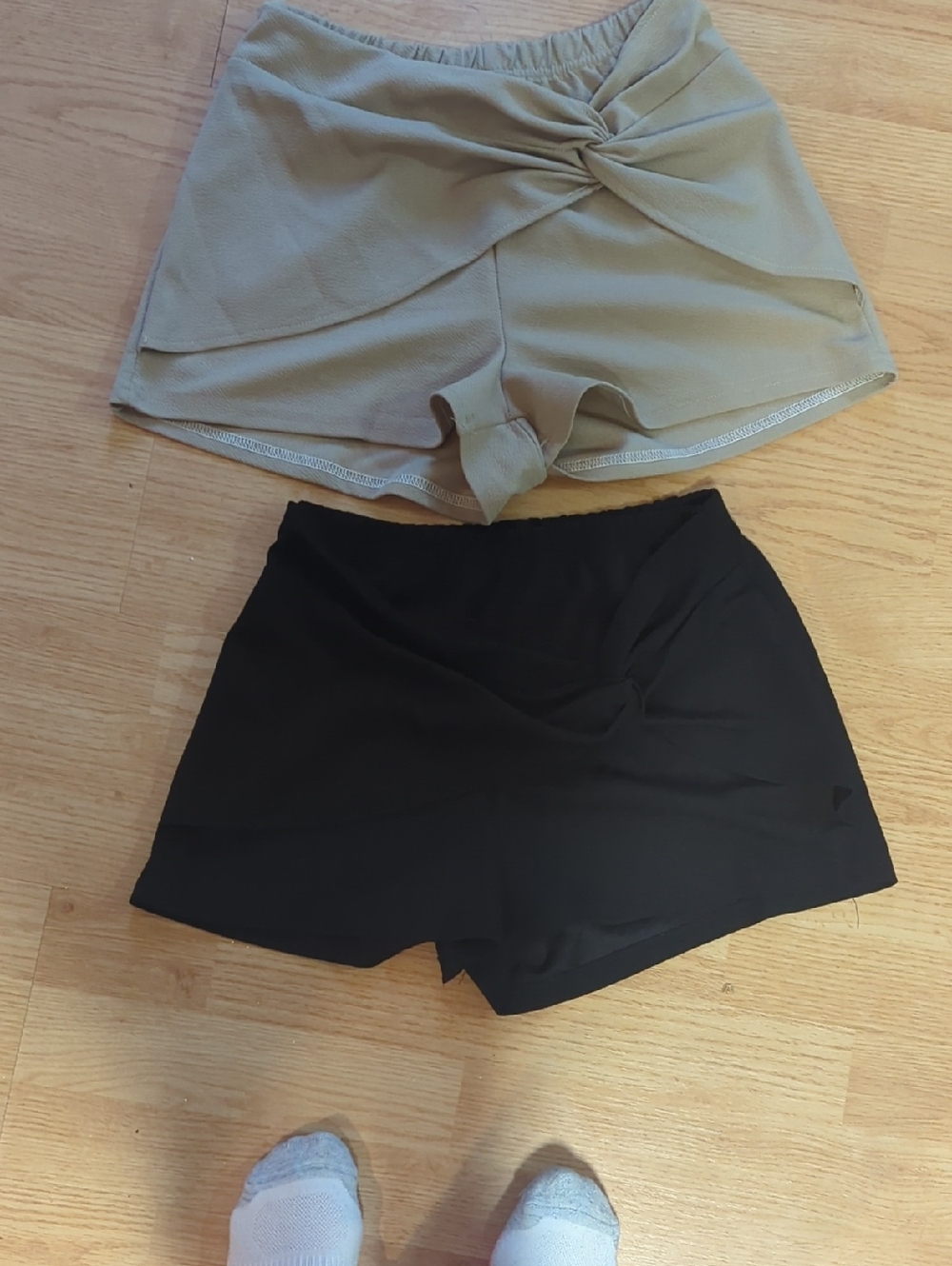 Women’s Twist-Front Active Shorts - Black and Olive